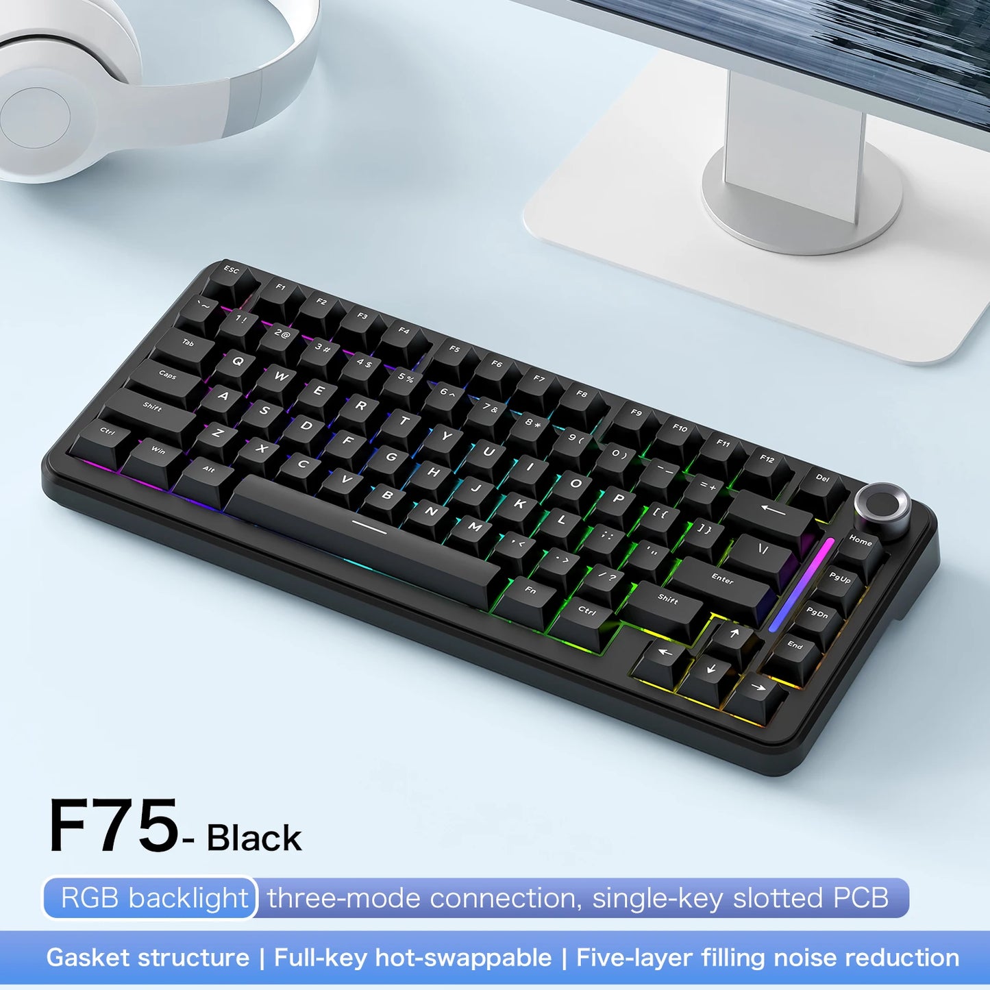 Clavier mécanique sans fil tri-mode – Compact 75 %