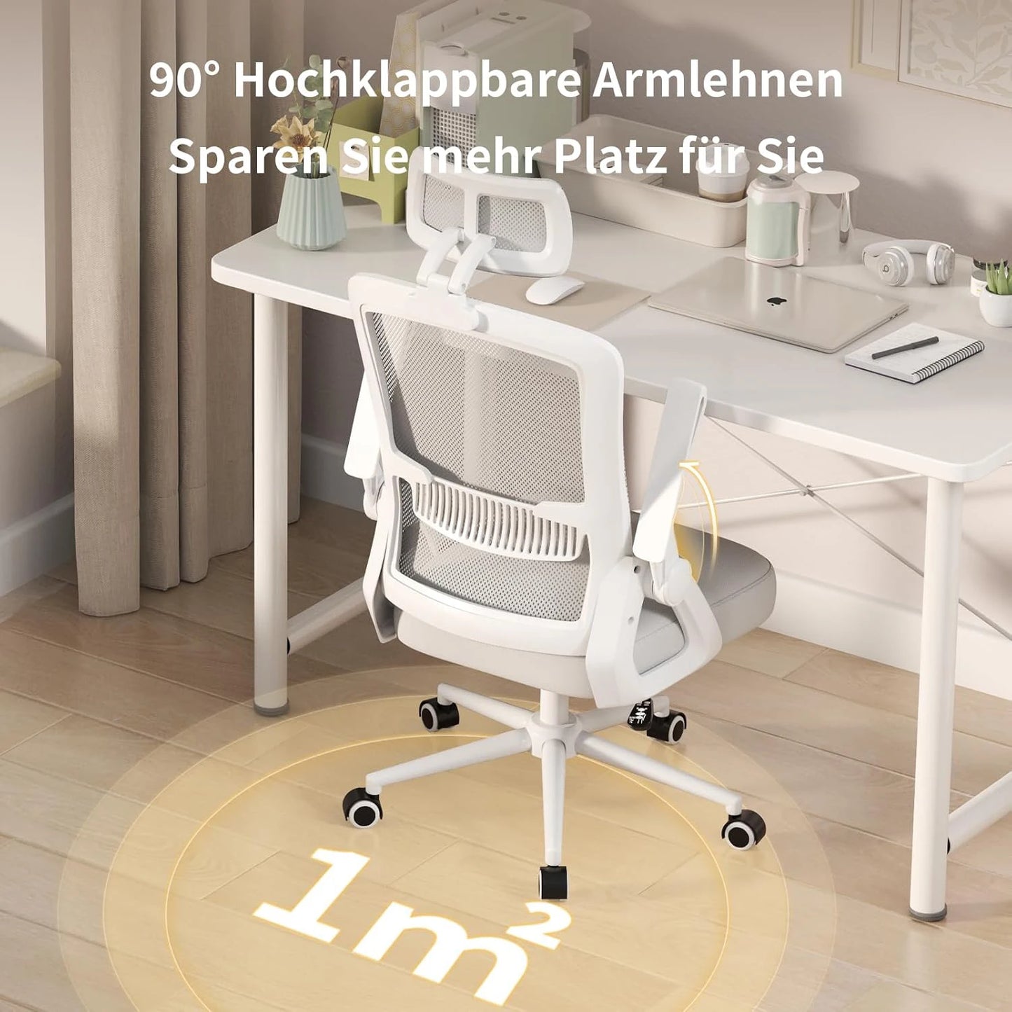 Chaise de bureau ergonomique en maille avec appui-tête et soutien lombaire