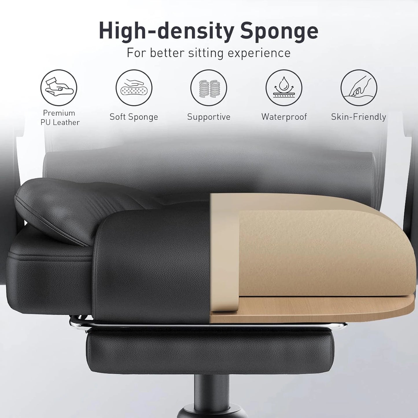 Chaise de Bureau Ergonomique avec Repose-Pieds Inclinable