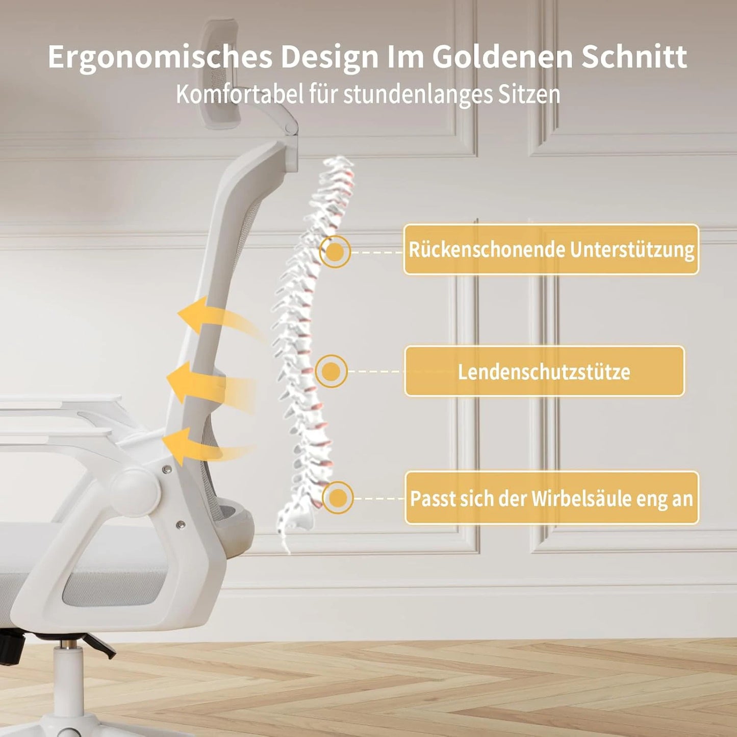 Chaise de bureau ergonomique en maille avec appui-tête et soutien lombaire