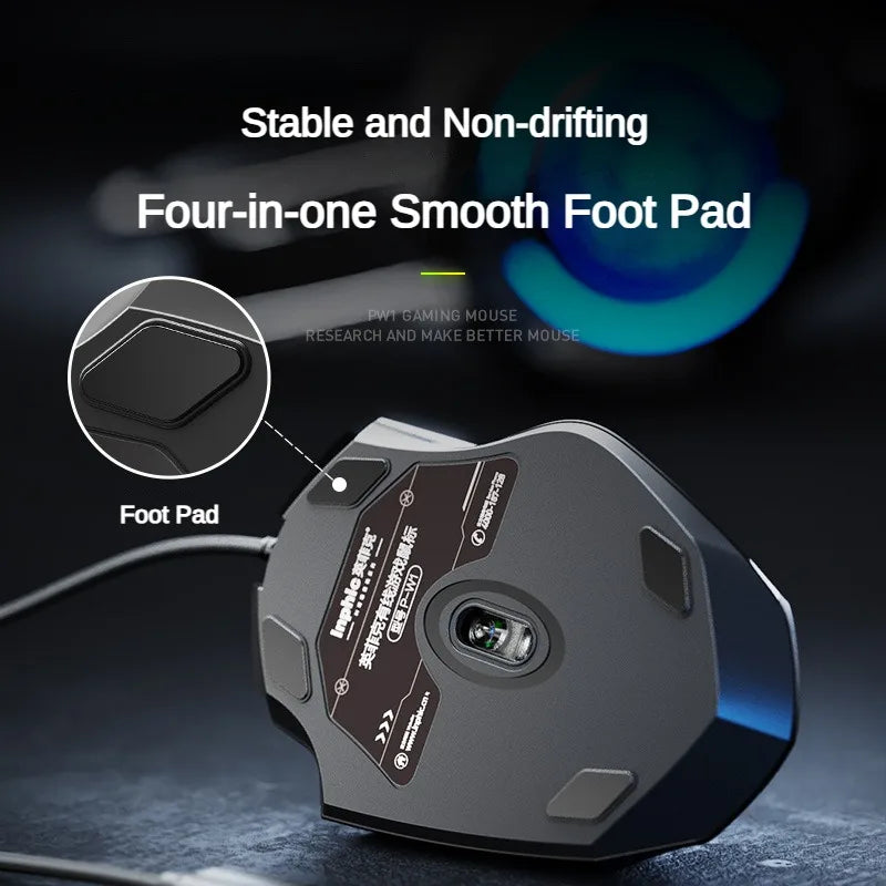 Souris filaire ergonomique silencieuse – DPI réglable – RGB