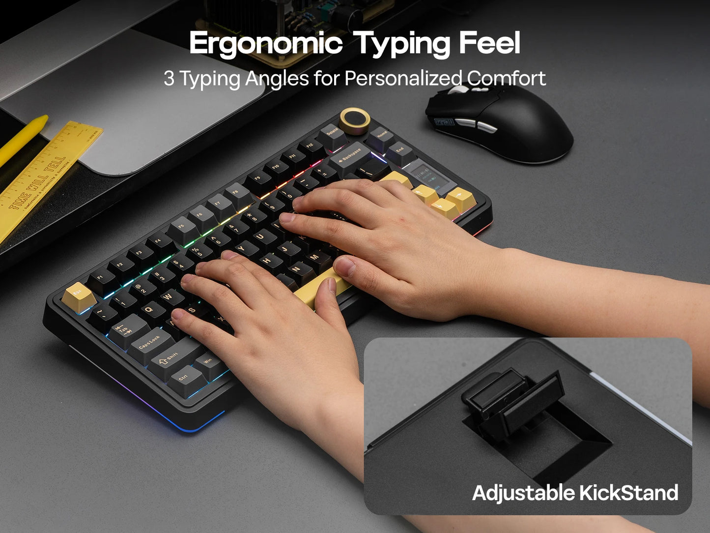 Clavier mécanique sans fil 75% rétroéclairé – Écran intégré