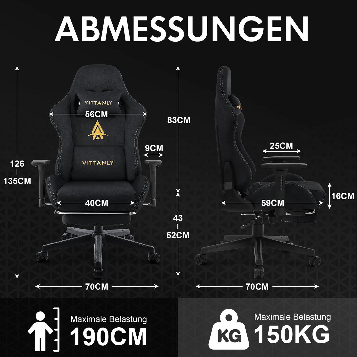 Chaise Gaming Ergonomique avec Soutien Lombaire et Accoudoirs 3D