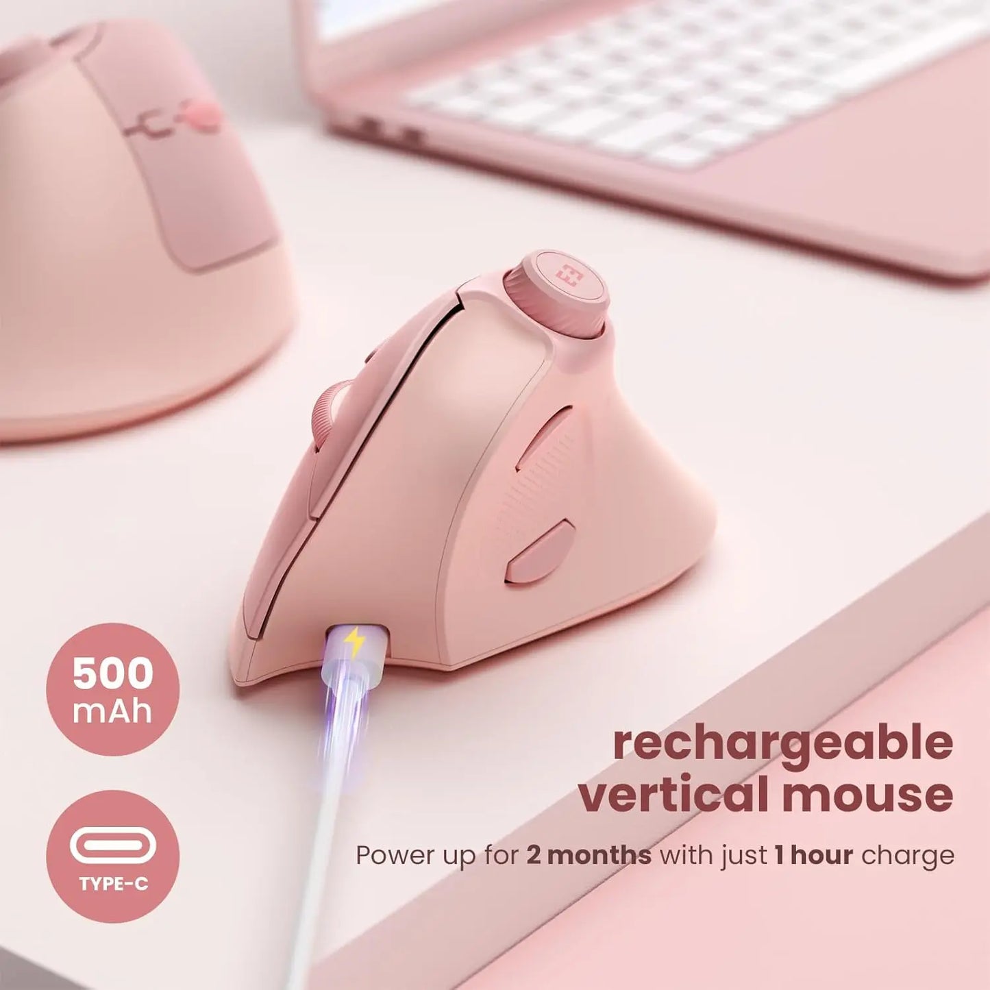 Souris ergonomique verticale sans fil – Silencieuse et rechargeable