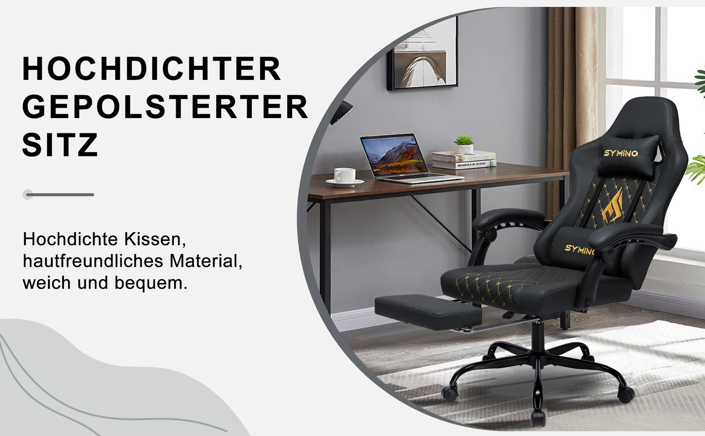 Chaise Gaming Symino Ergonomique avec Repose-Pieds