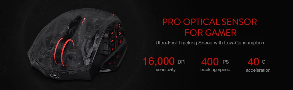 Souris gaming sans fil haute précision RGB