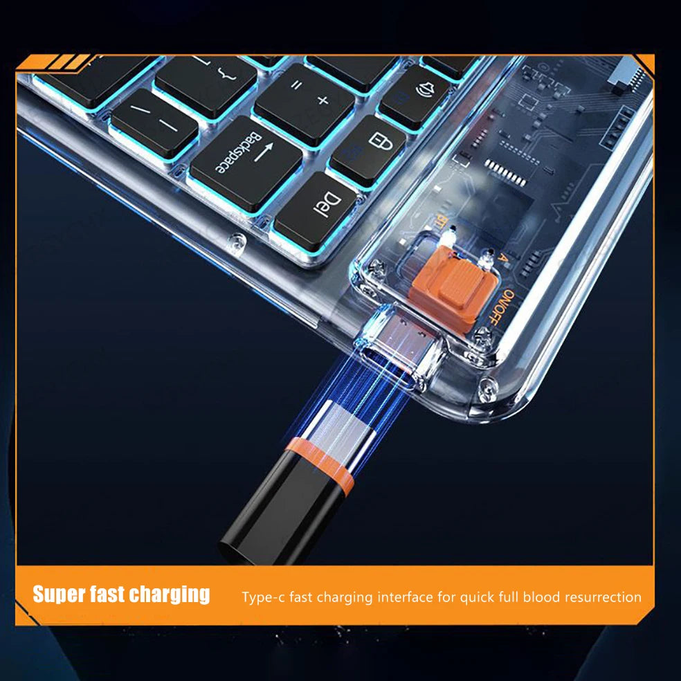 Clavier Bluetooth rétroéclairé transparent – Compact et sans fil
