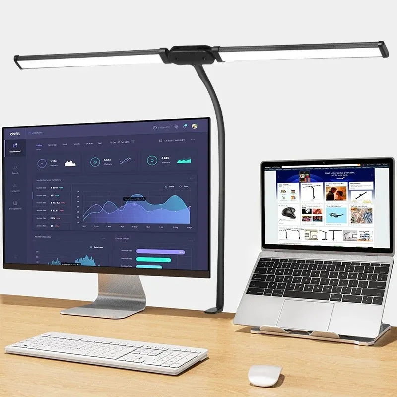 Lampe de bureau LED réglable double tête