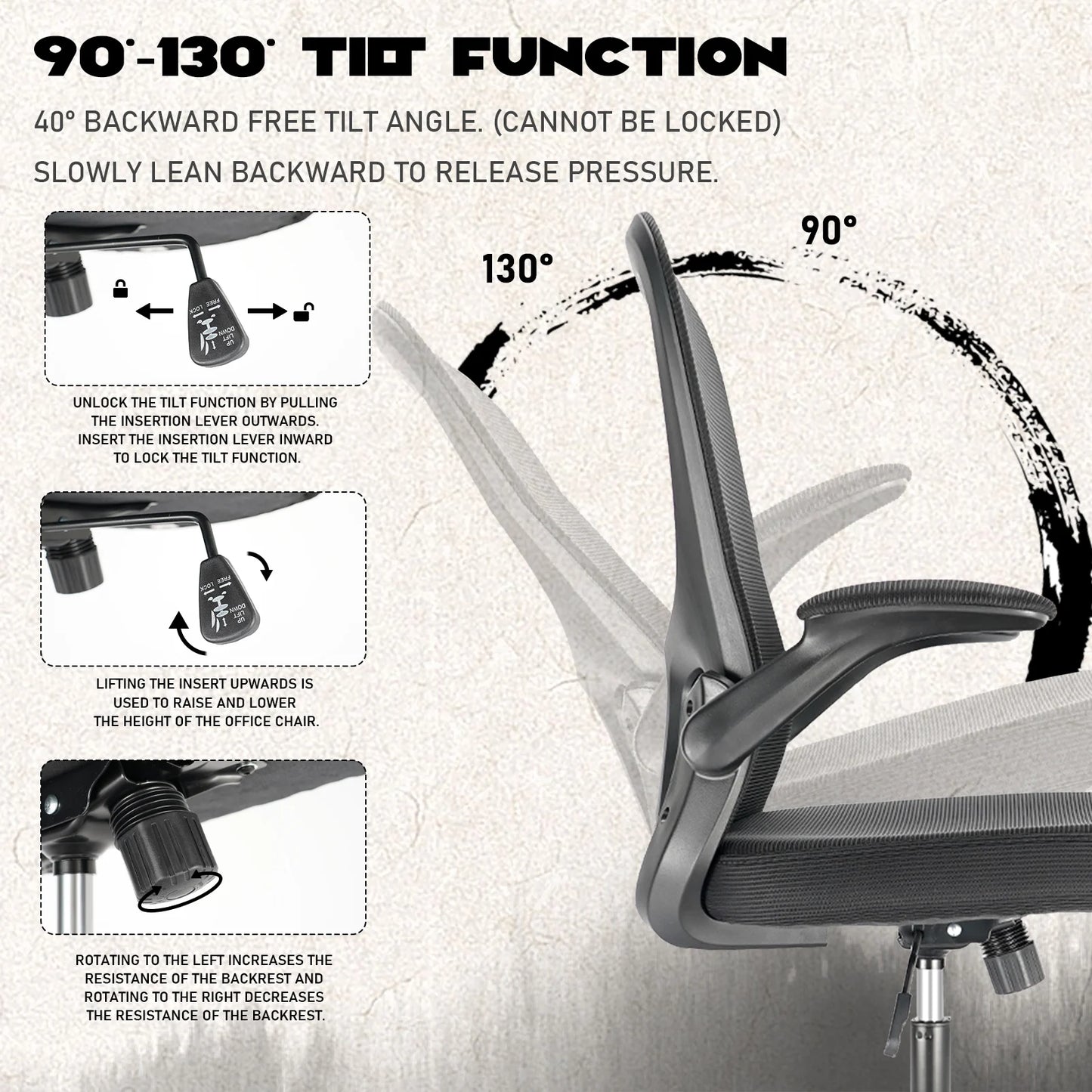 Chaise de Bureau Ergonomique Maille – Accoudoirs Réglables