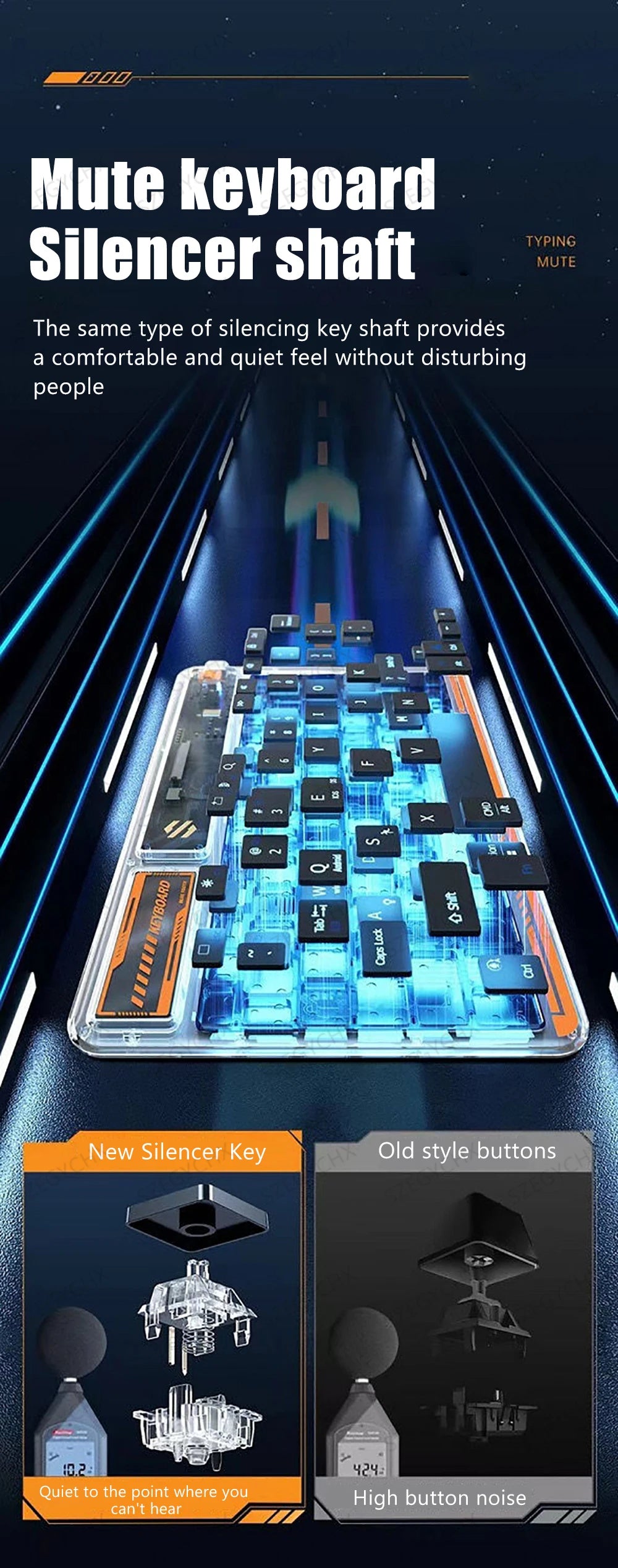 Clavier Bluetooth rétroéclairé transparent – Compact et sans fil