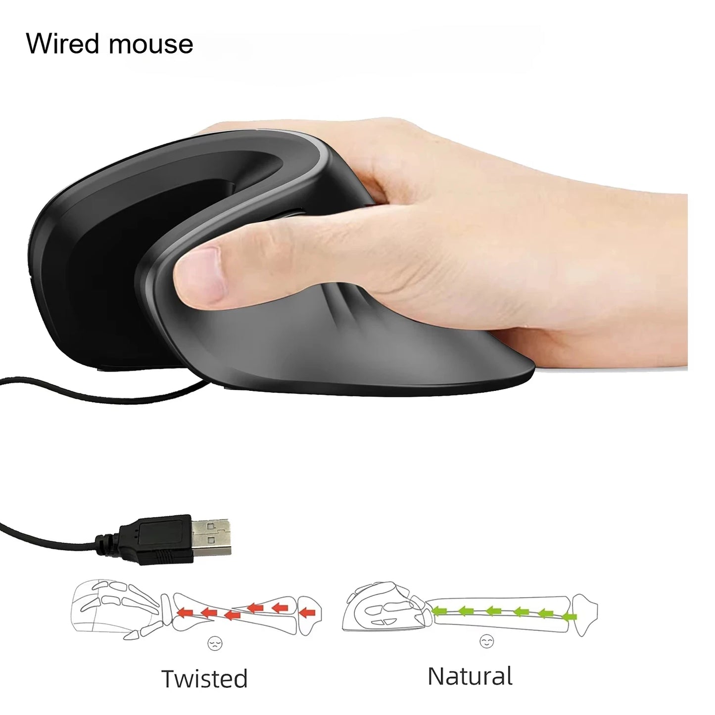 Souris ergonomique verticale sans fil – DPI réglable
