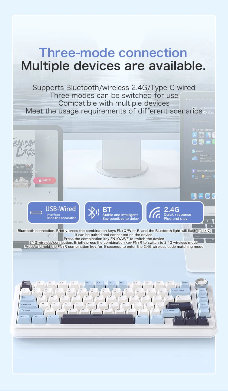 Clavier mécanique sans fil tri-mode – Compact 75 %