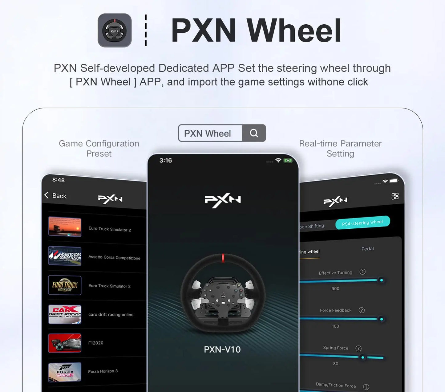 Volant Sim Racing PXN V10 – PC & Consoles