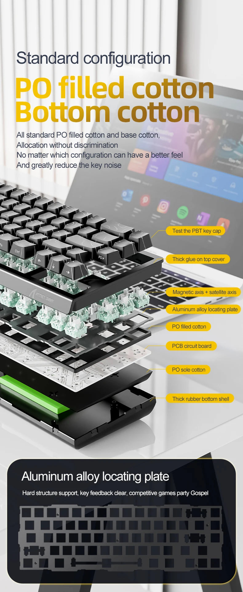 Clavier mécanique gaming à switchs magnétiques – 68 touches