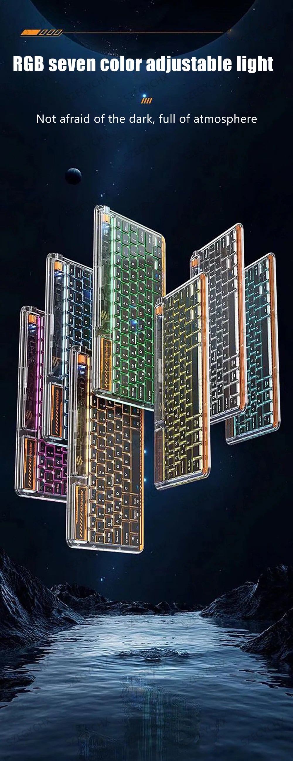 Clavier Bluetooth rétroéclairé transparent – Compact et sans fil