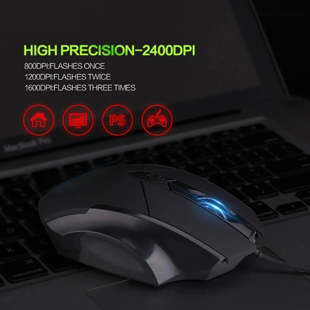 Souris filaire ergonomique silencieuse – DPI réglable – RGB