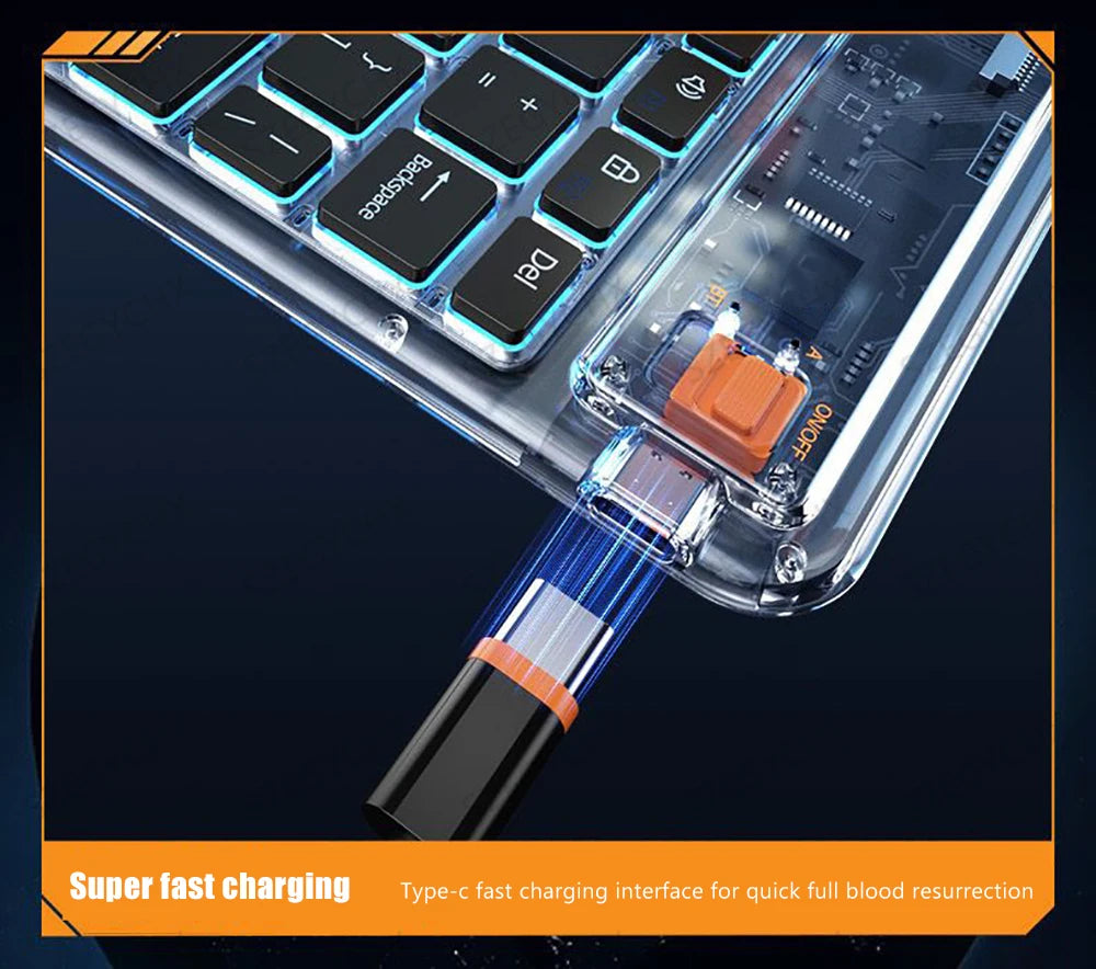 Clavier Bluetooth rétroéclairé transparent – Compact et sans fil