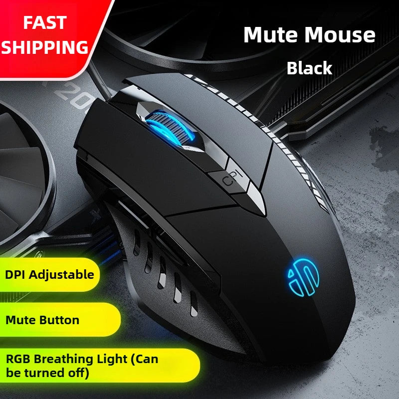 Souris filaire ergonomique silencieuse – DPI réglable – RGB