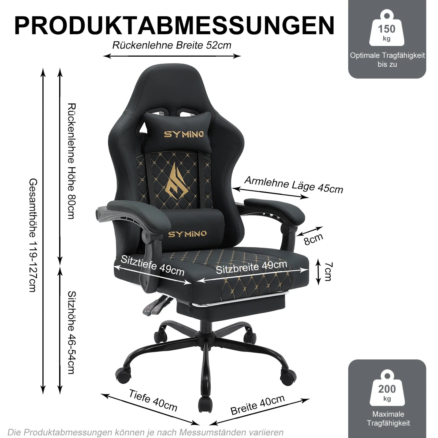 Chaise Gaming Symino Ergonomique avec Repose-Pieds