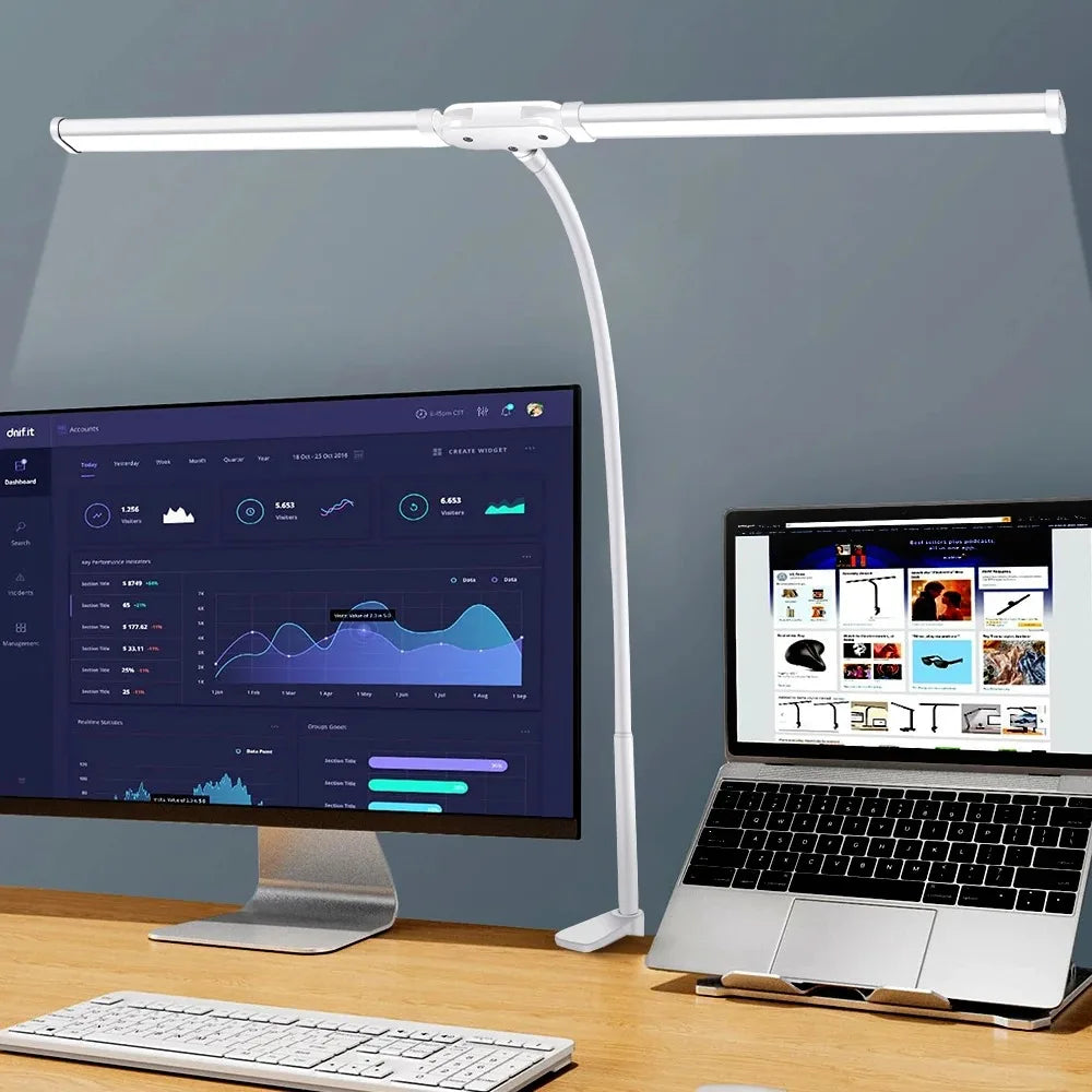 Lampe de bureau LED réglable double tête