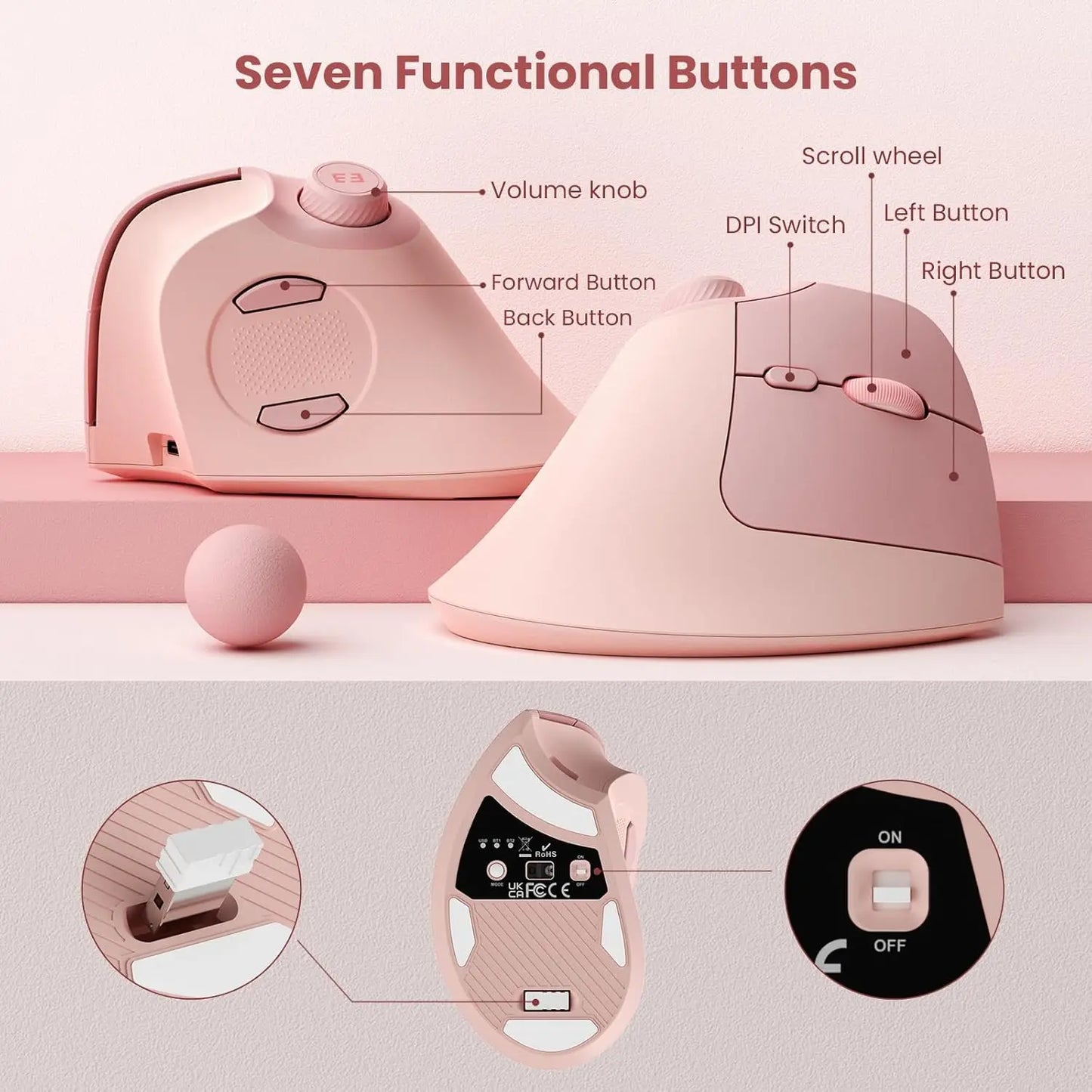 Souris ergonomique verticale sans fil – Silencieuse et rechargeable