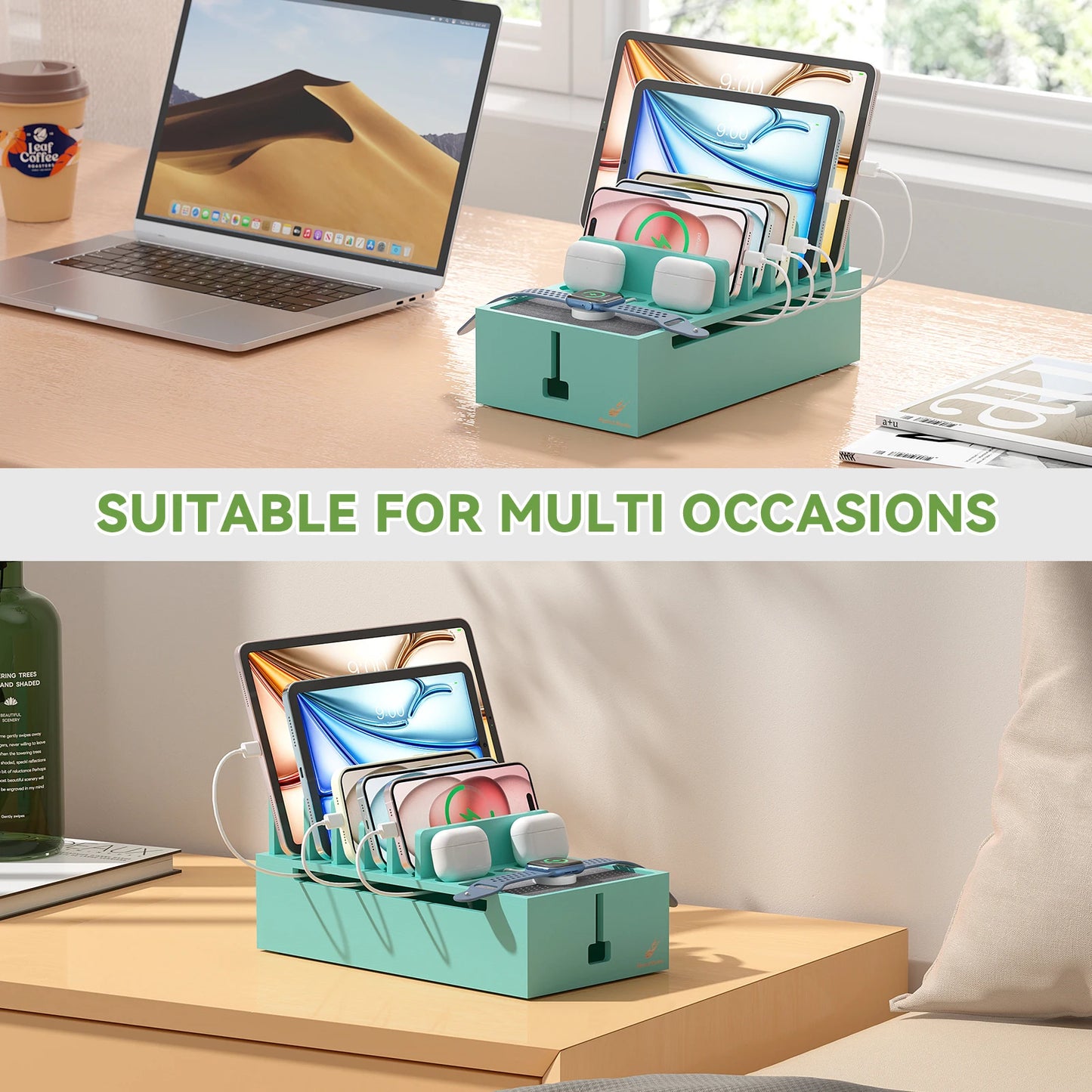 Station de recharge multi-appareils en bambou