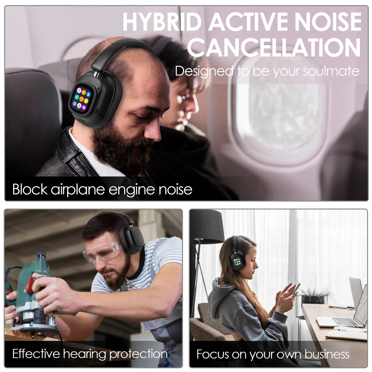Casque Bluetooth sans fil avec réduction de bruit active