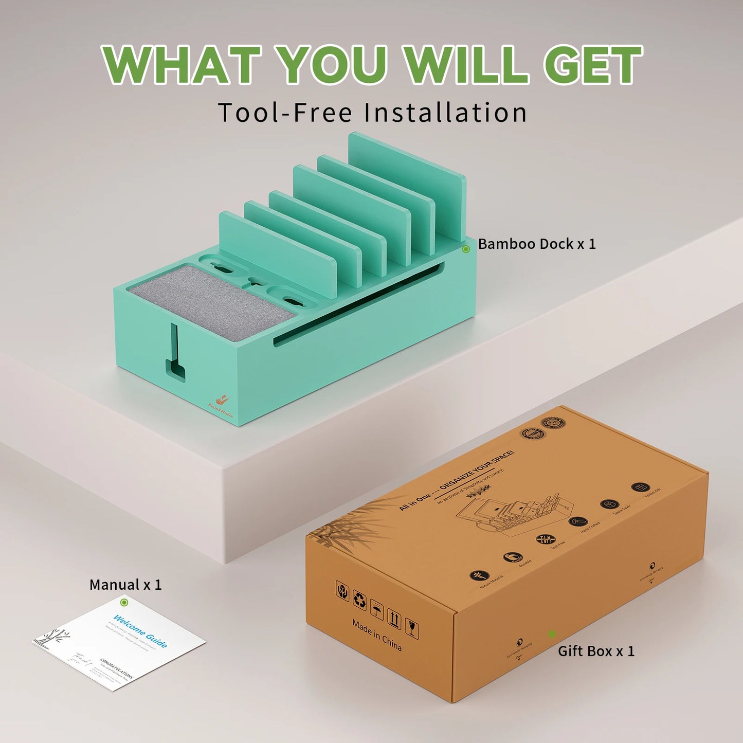 Station de recharge multi-appareils en bambou