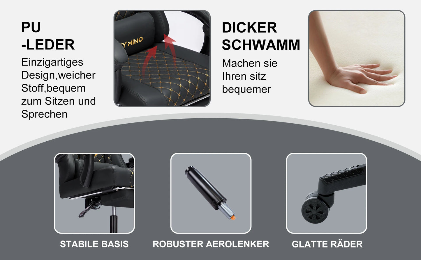 Chaise Gaming Symino Ergonomique avec Repose-Pieds