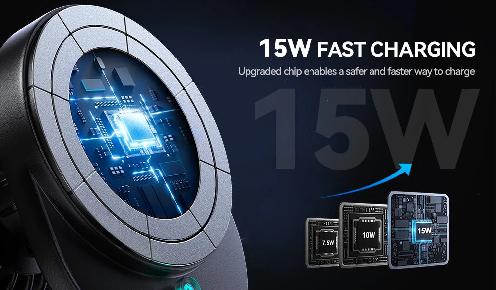 Support voiture magnétique avec charge sans fil 15W