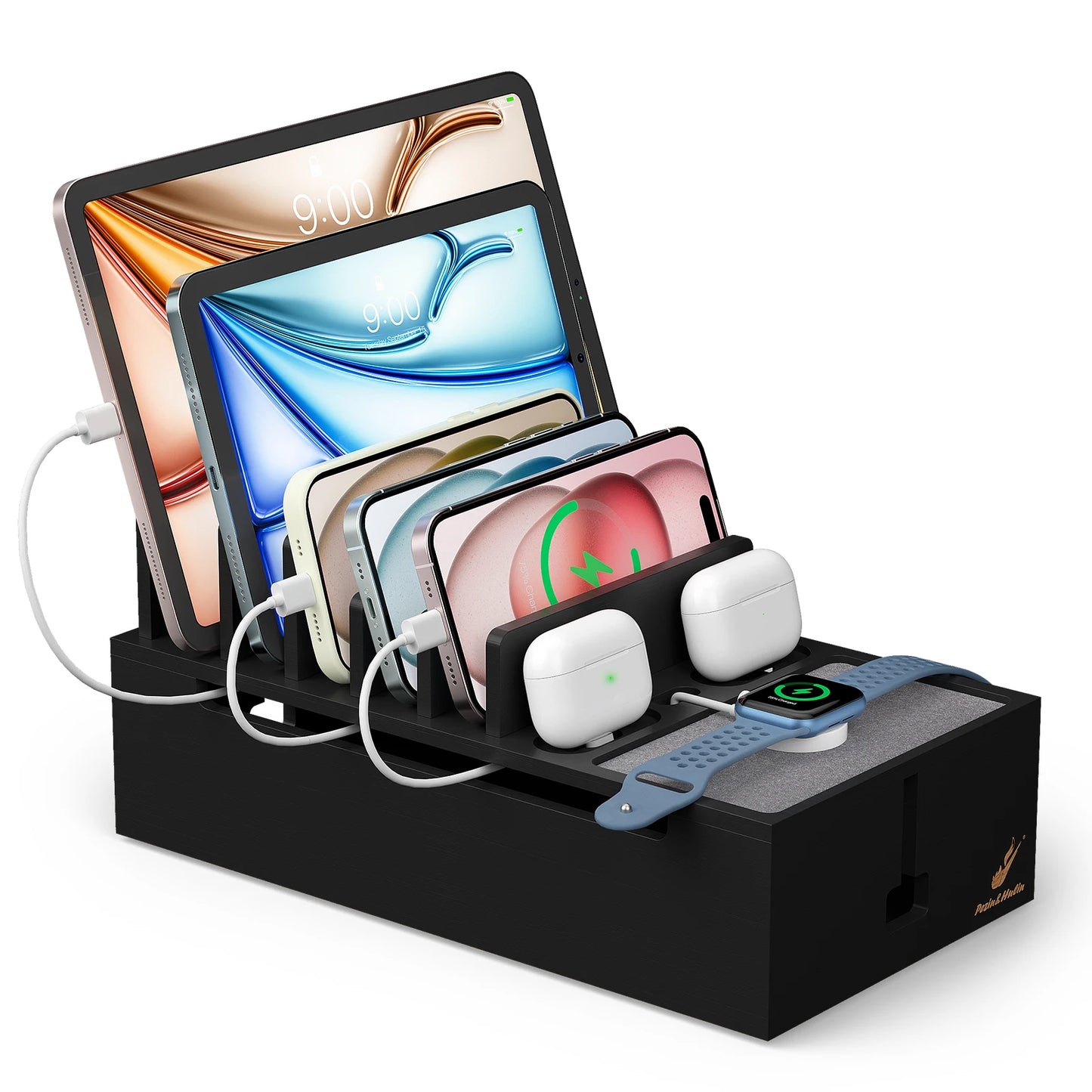 Station de recharge multi-appareils en bambou