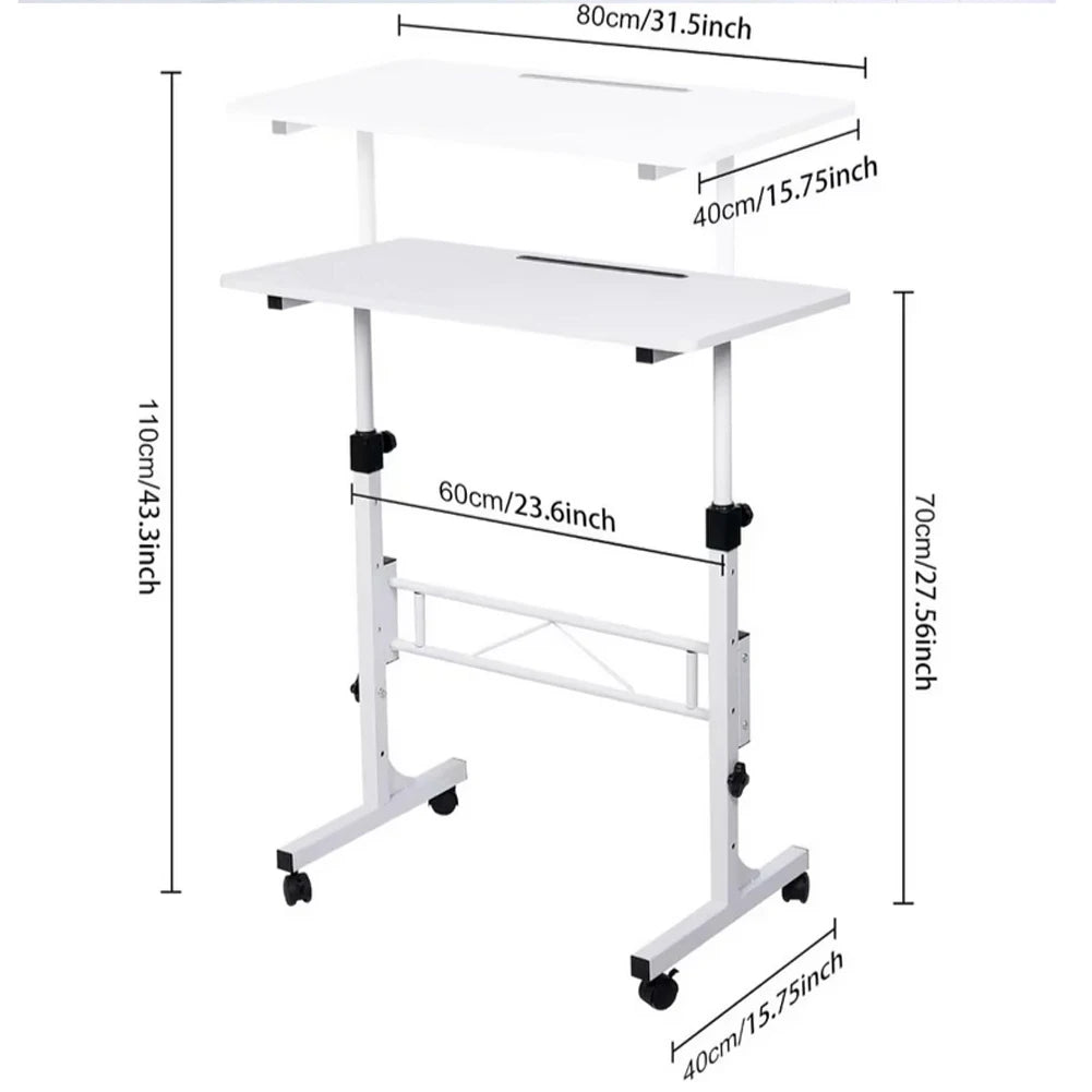 Bureau Assis-Debout Mobile – Hauteur réglable avec roulettes