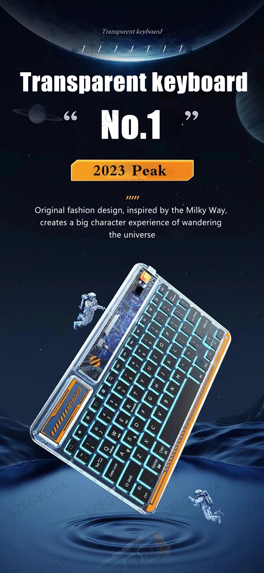 Clavier Bluetooth rétroéclairé transparent – Compact et sans fil