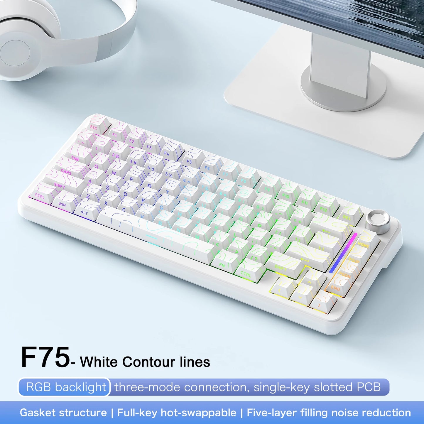 Clavier mécanique sans fil tri-mode – Compact 75 %