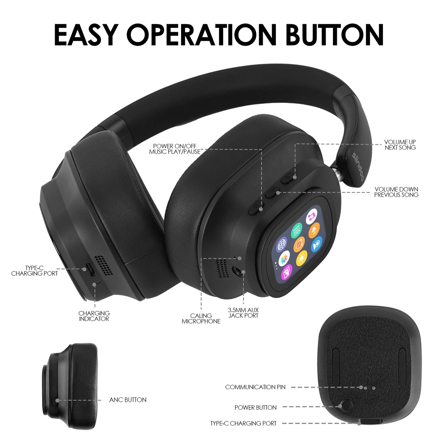 Casque Bluetooth sans fil avec réduction de bruit active