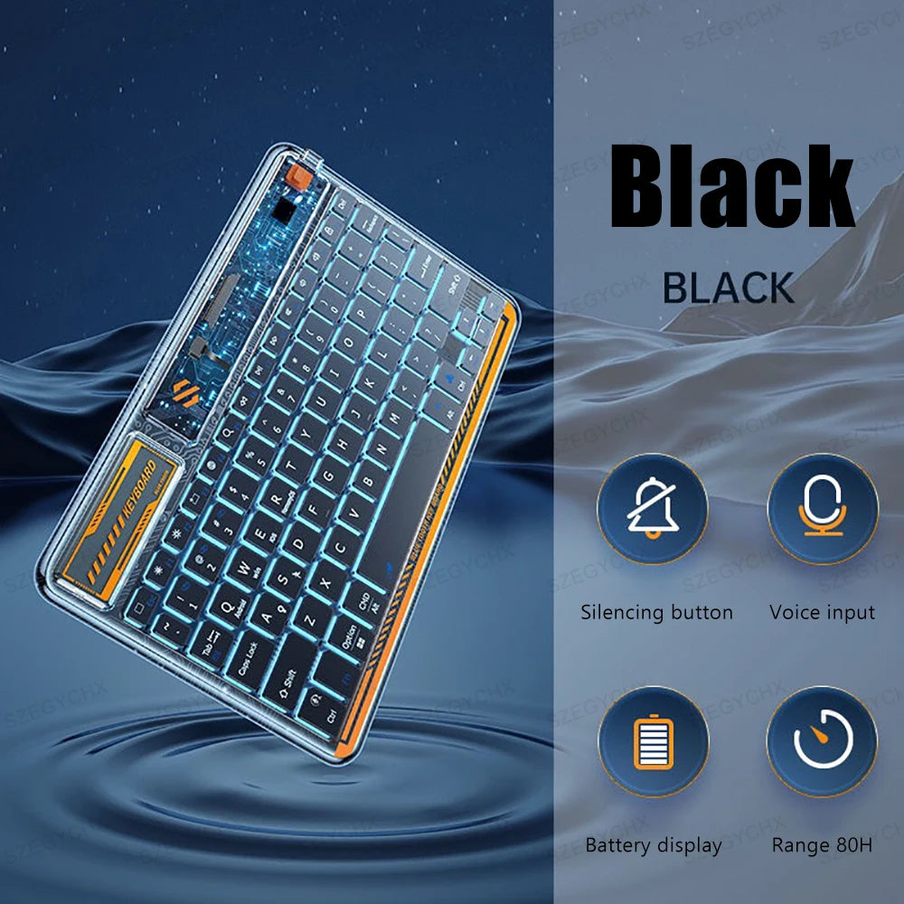 Clavier Bluetooth rétroéclairé transparent – Compact et sans fil
