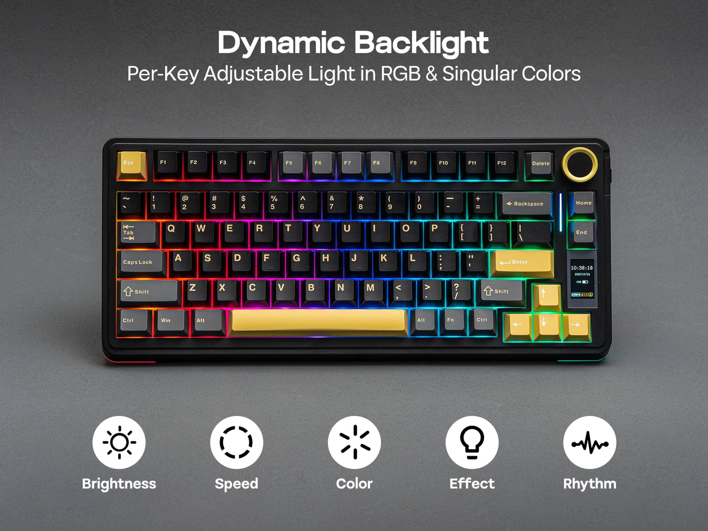 Clavier mécanique sans fil 75% rétroéclairé – Écran intégré