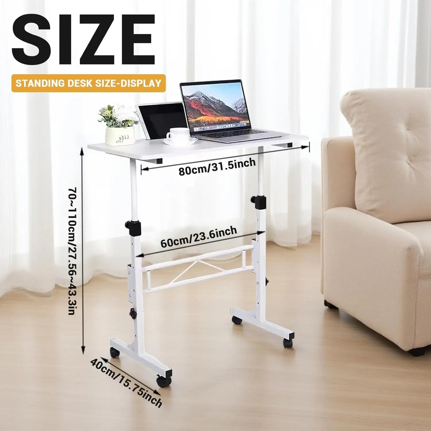 Bureau Assis-Debout Mobile – Hauteur réglable avec roulettes