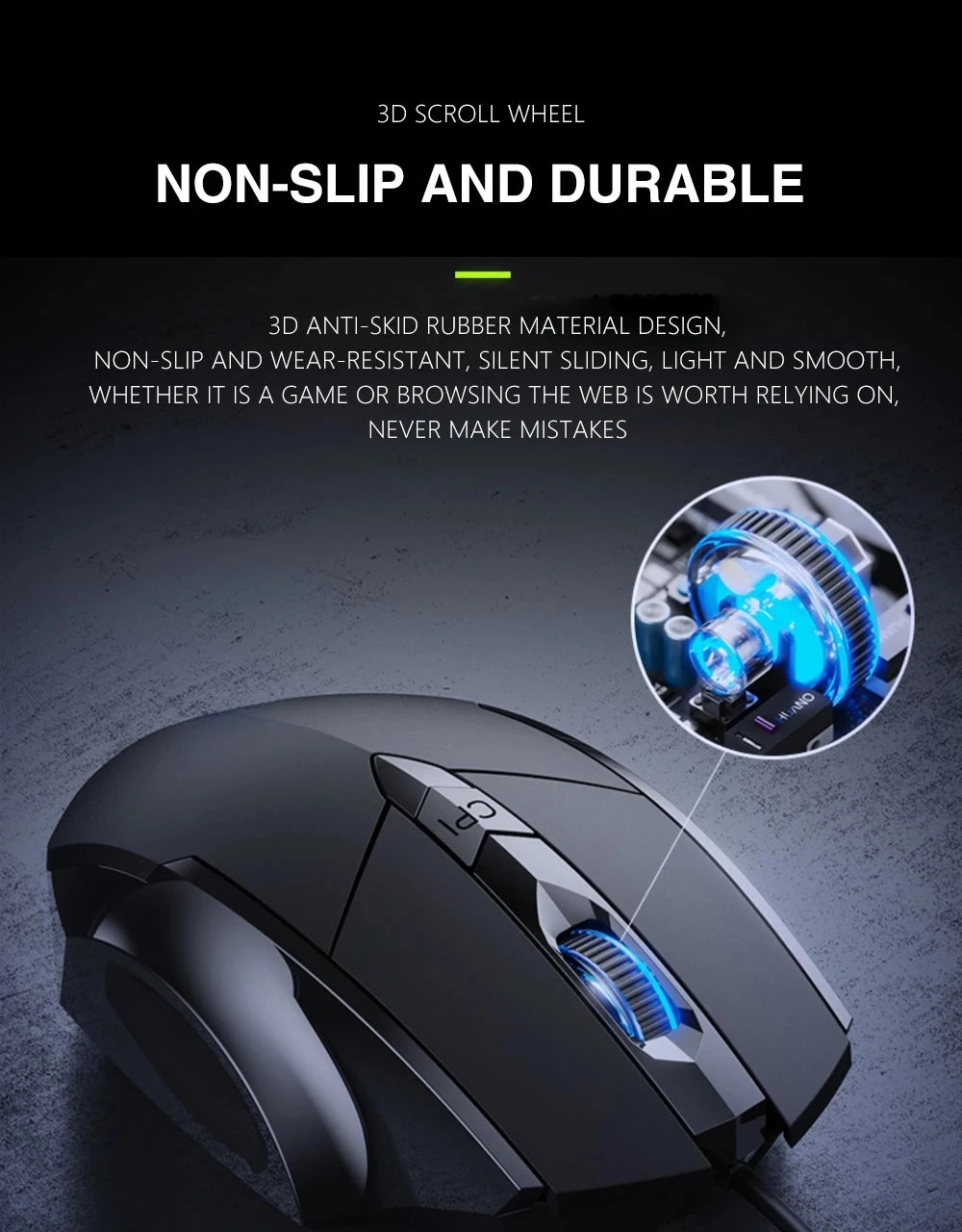 Souris filaire ergonomique silencieuse – DPI réglable – RGB