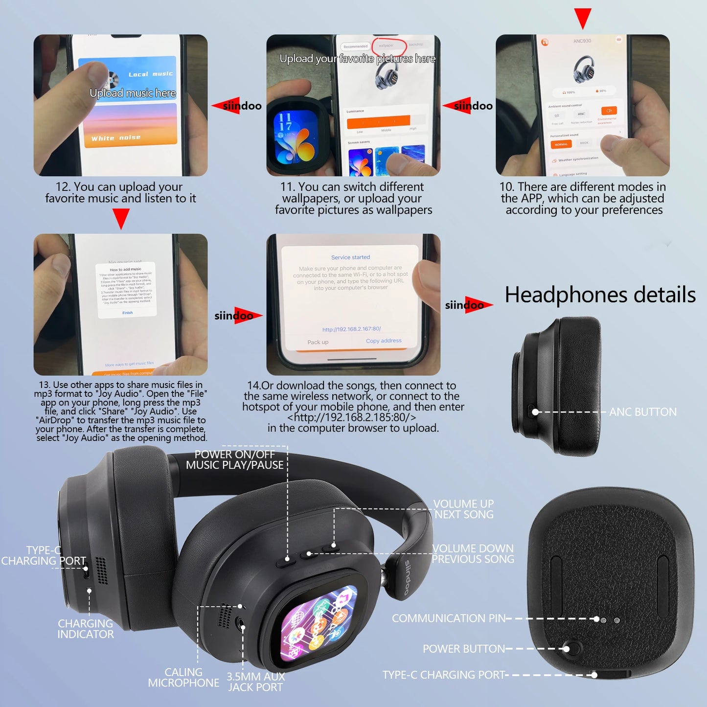 Casque Bluetooth sans fil avec réduction de bruit active