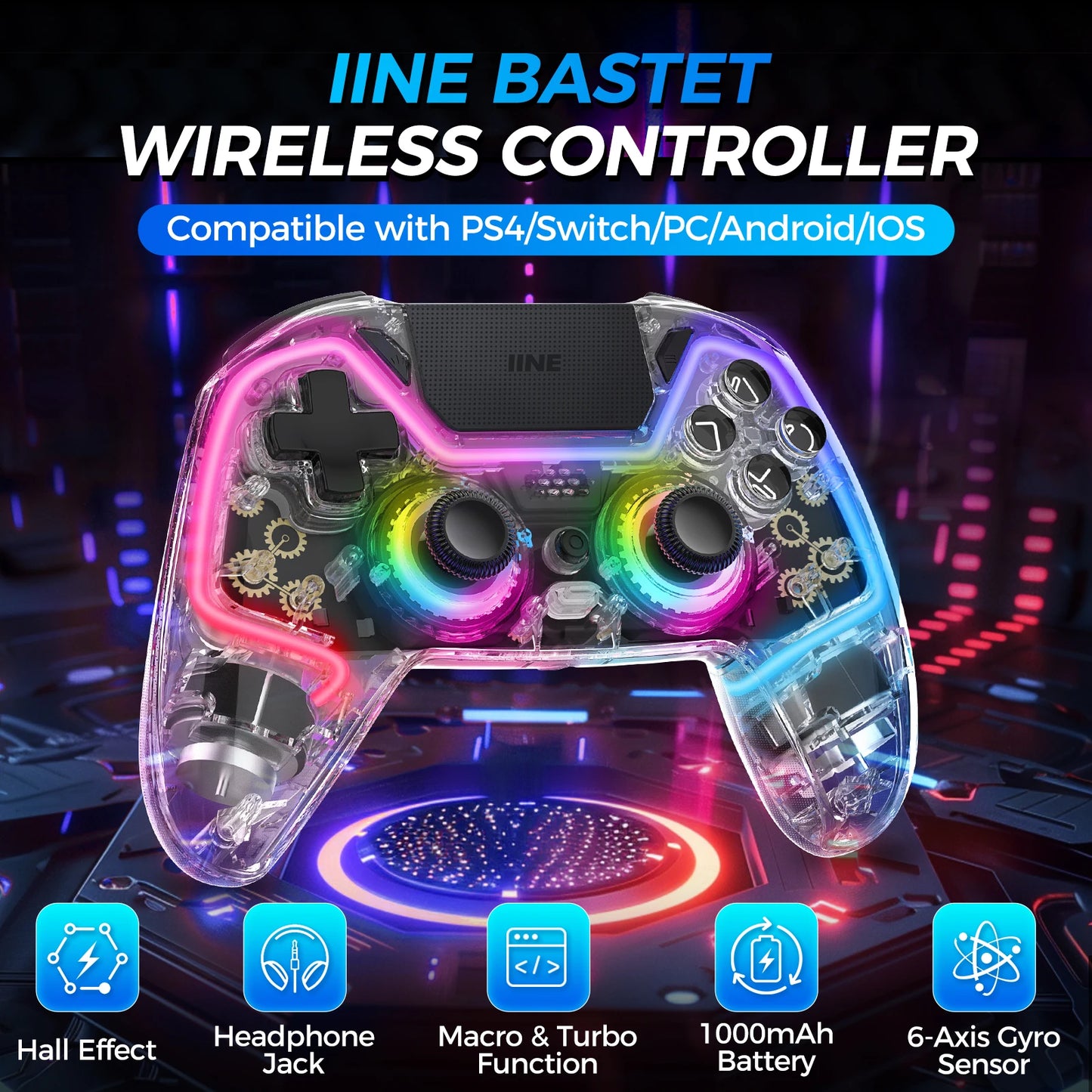 Manette Gaming INE RGB – PS4 / Switch / PC