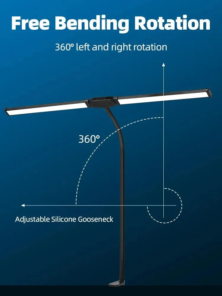 Lampe de bureau LED réglable double tête