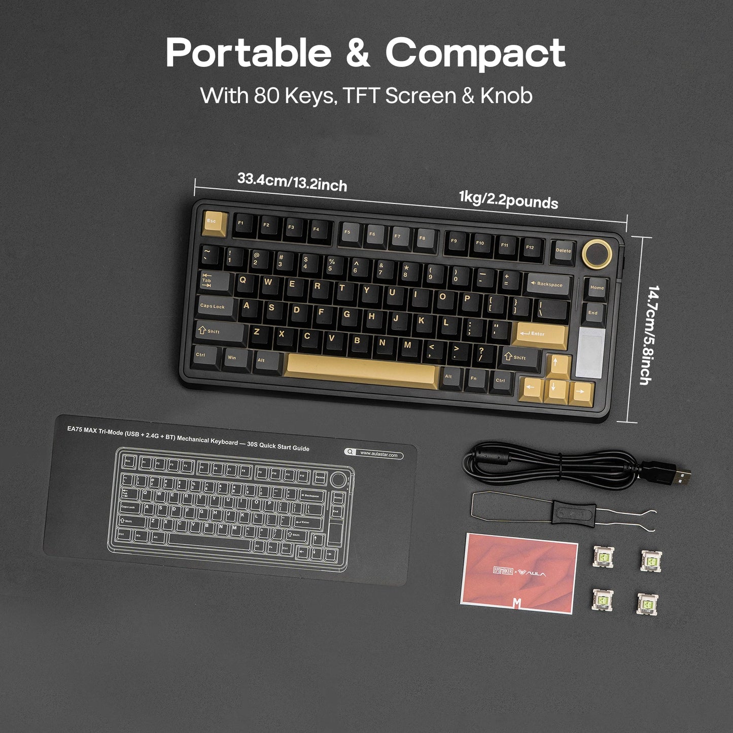 Clavier mécanique sans fil 75% rétroéclairé – Écran intégré