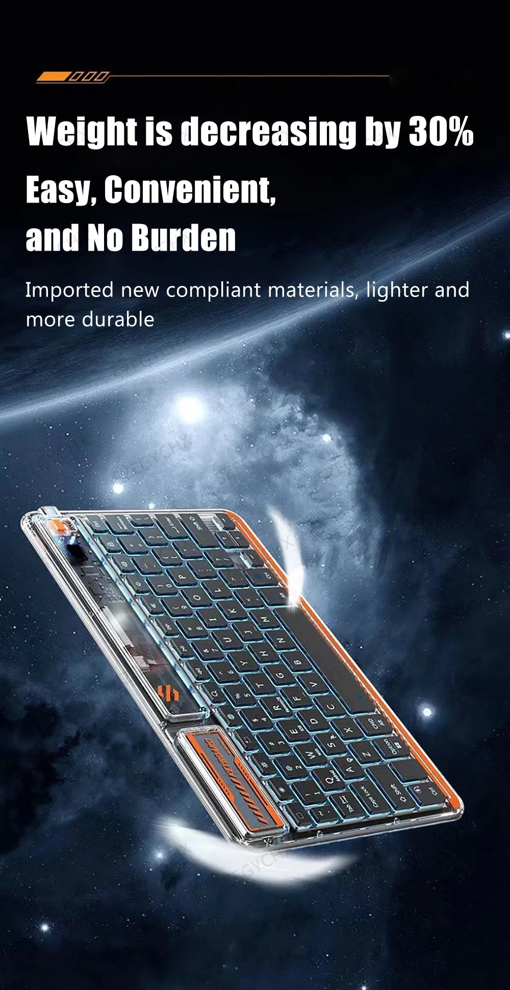 Clavier Bluetooth rétroéclairé transparent – Compact et sans fil