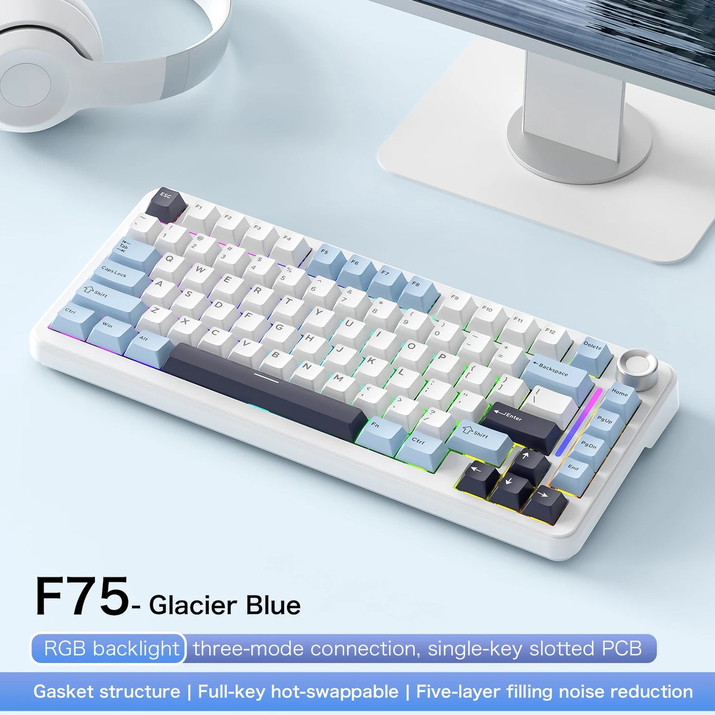 Clavier mécanique sans fil tri-mode – Compact 75 %