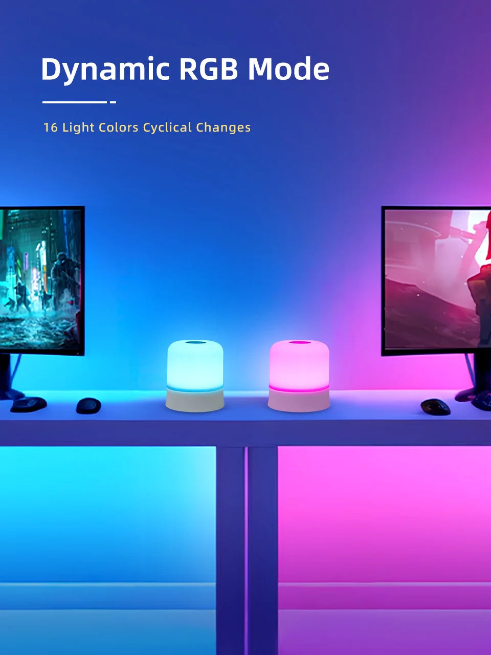 Veilleuse LED RGB tactile – Lampe d’ambiance rechargeable