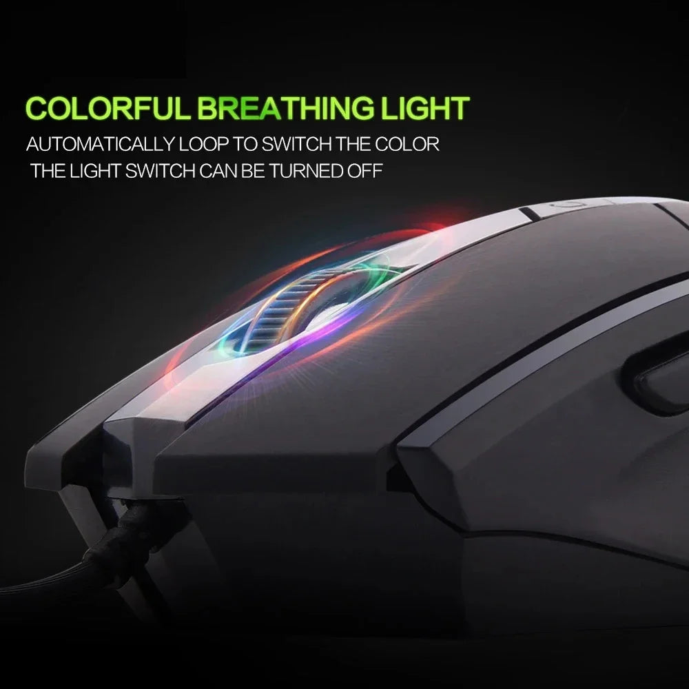 Souris filaire ergonomique silencieuse – DPI réglable – RGB