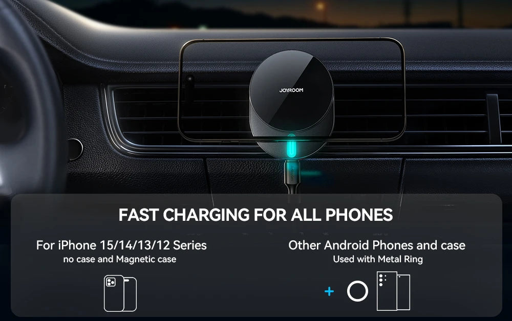 Support voiture magnétique avec charge sans fil 15W