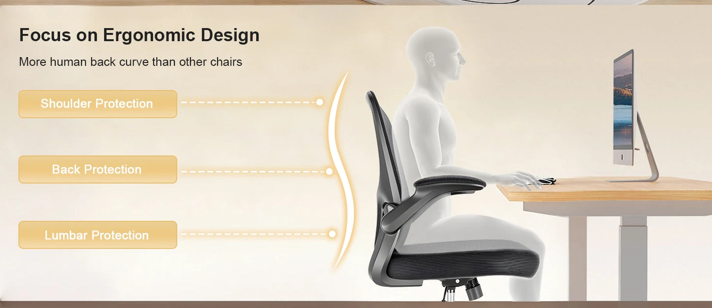 Chaise de Bureau Ergonomique Maille – Accoudoirs Réglables