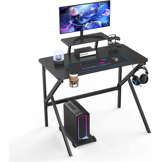 Bureau gamer ergonomique avec support écran intégré